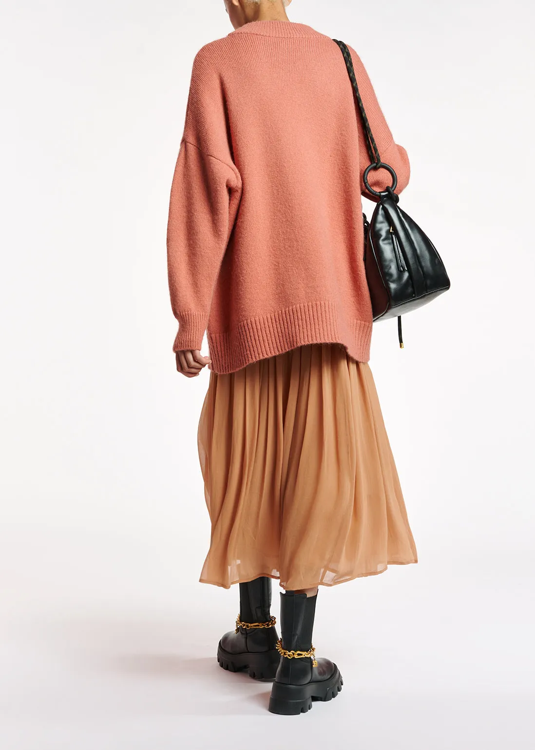 Long loose-fit lime pink sweater
