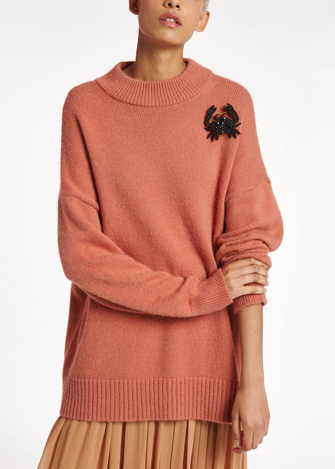 Long loose-fit lime pink sweater