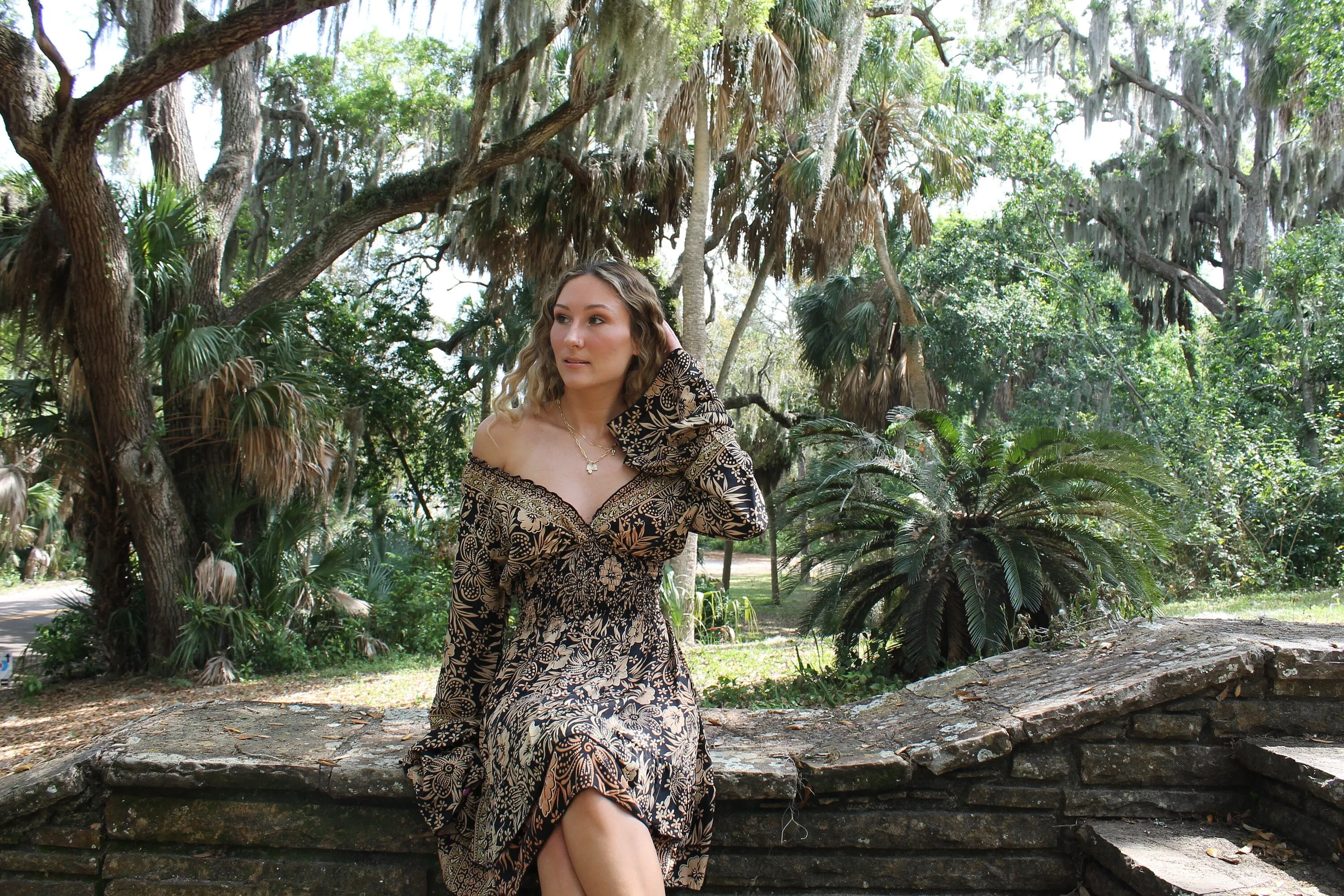Long Sleeve Boho Short Dress