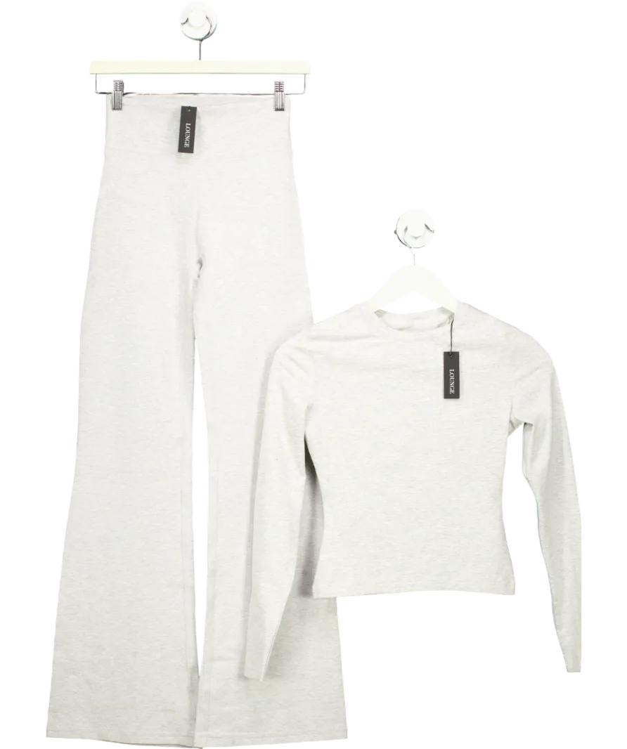 Lounge Underwear Grey Cotton Blend Long Sleeve Top And Trouser Set UK S