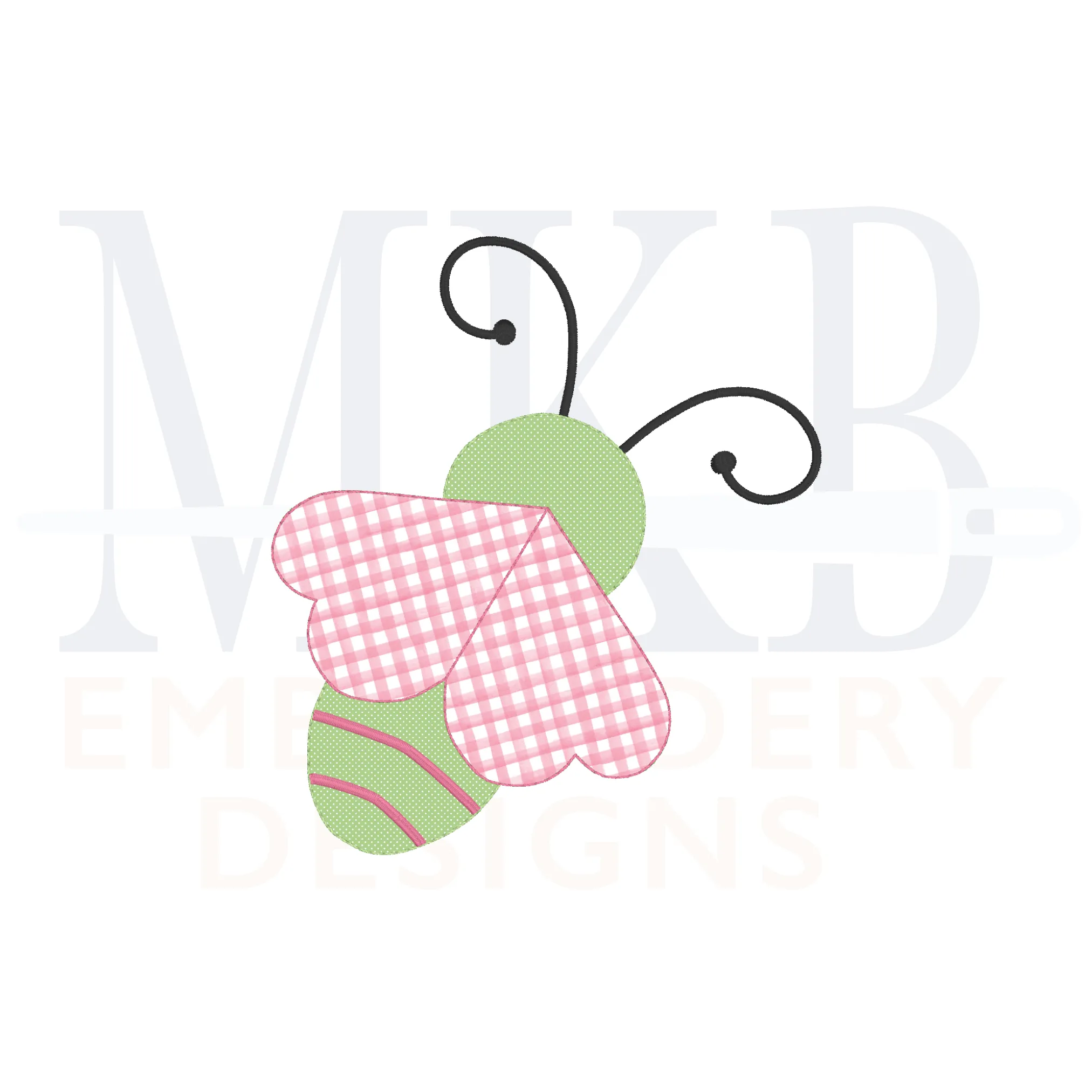 Love Bug Bean Stitch Applique Embroidery Design, Cute Bee with Heart Wings