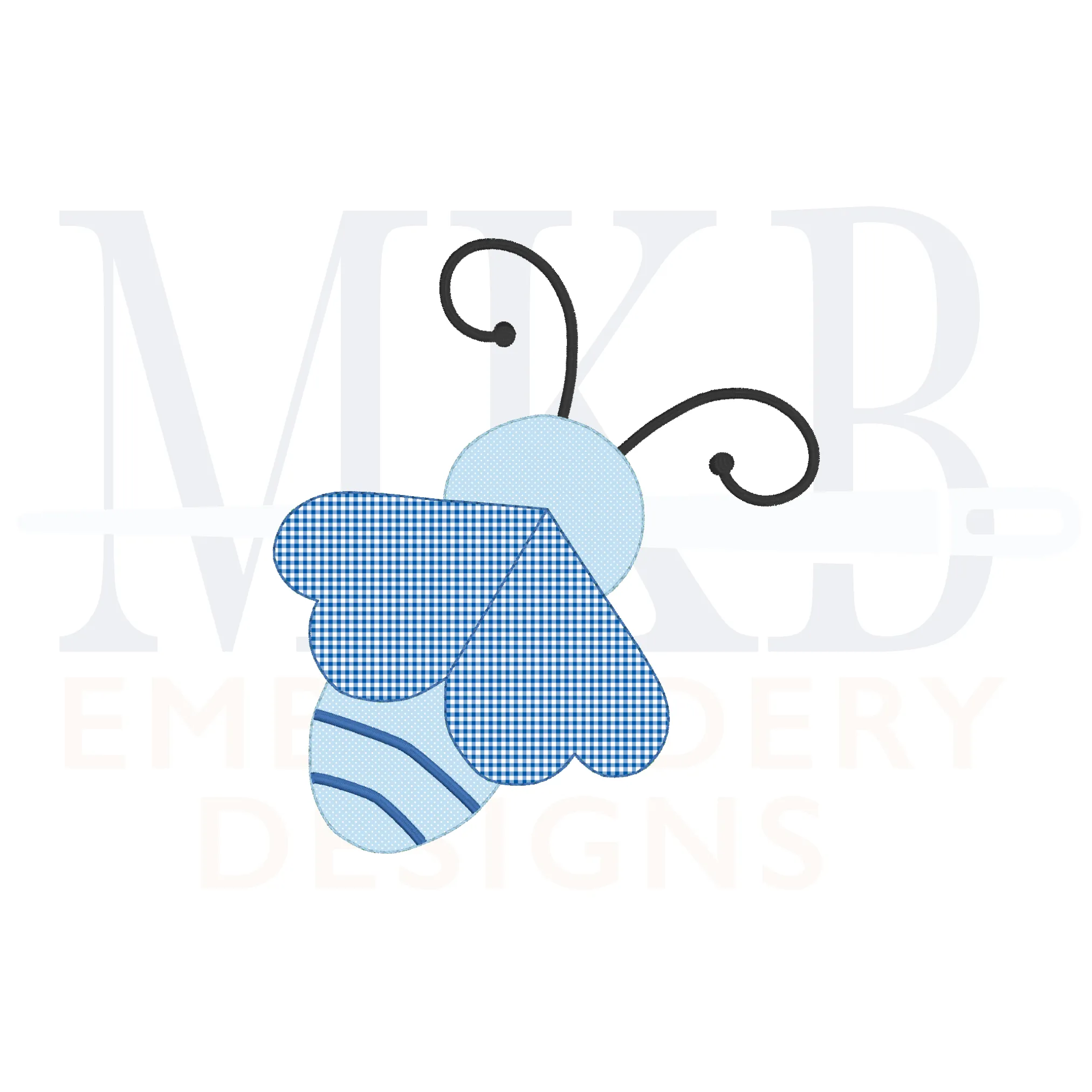 Love Bug Bean Stitch Applique Embroidery Design, Cute Bee with Heart Wings