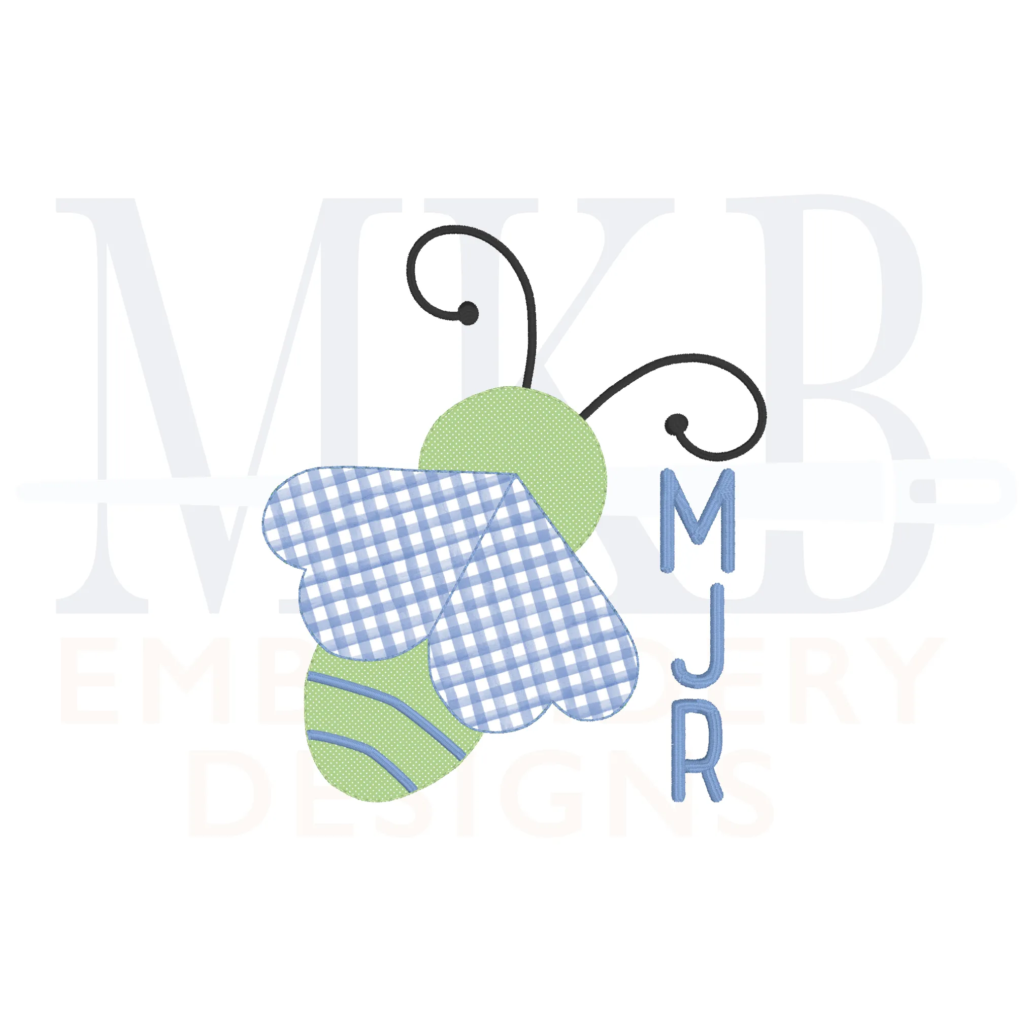 Love Bug Bean Stitch Applique Embroidery Design, Cute Bee with Heart Wings