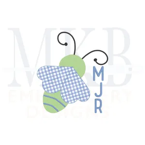 Love Bug Bean Stitch Applique Embroidery Design, Cute Bee with Heart Wings