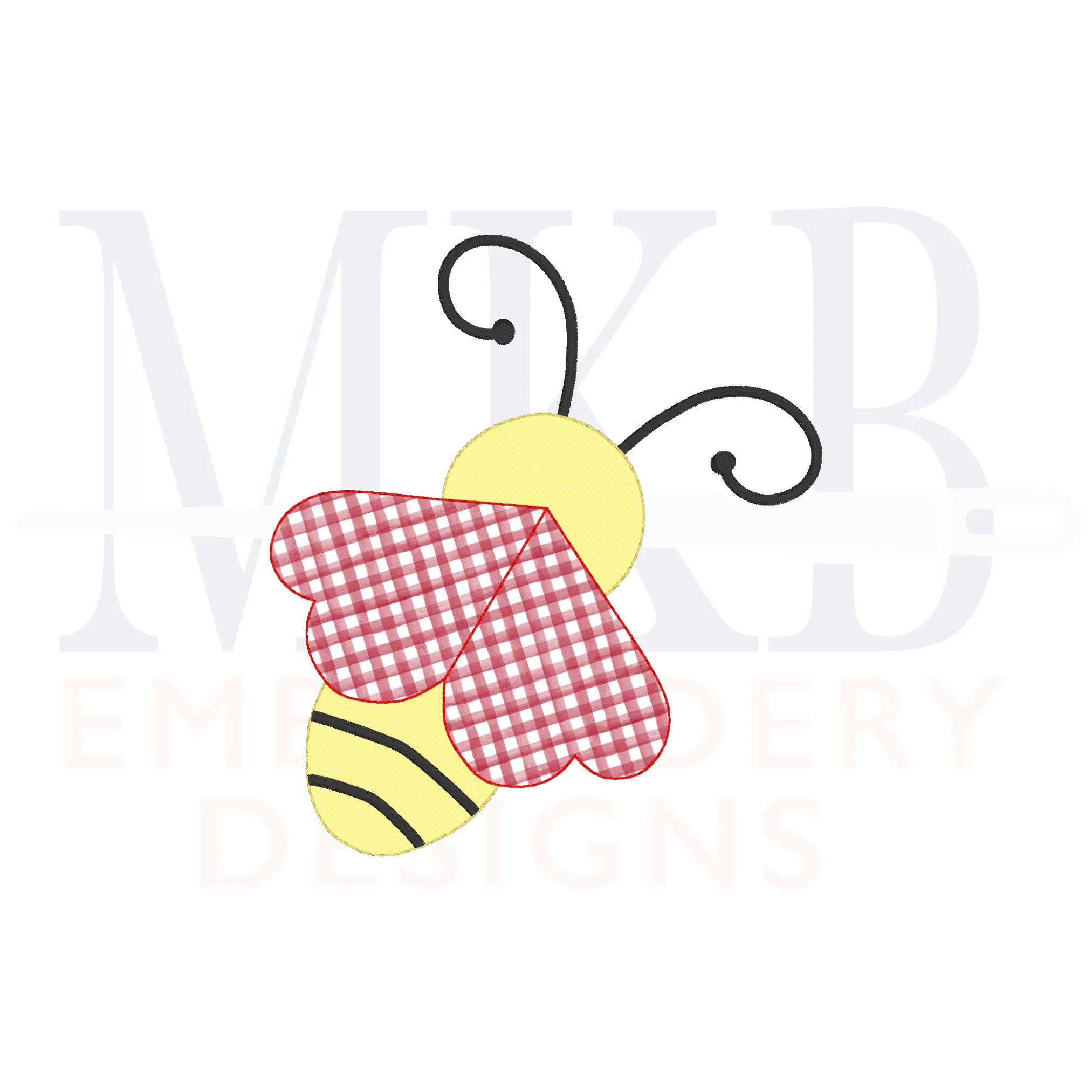 Love Bug Bean Stitch Applique Embroidery Design, Cute Bee with Heart Wings
