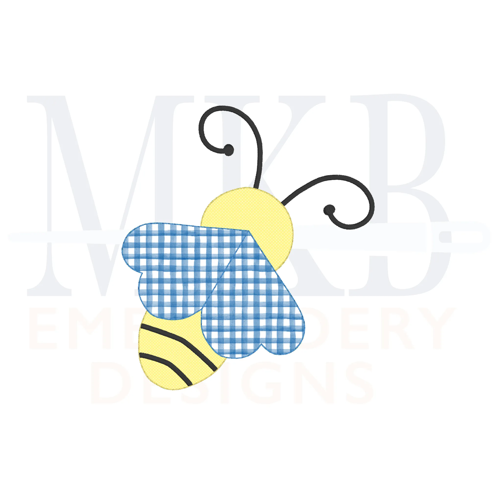 Love Bug Bean Stitch Applique Embroidery Design, Cute Bee with Heart Wings