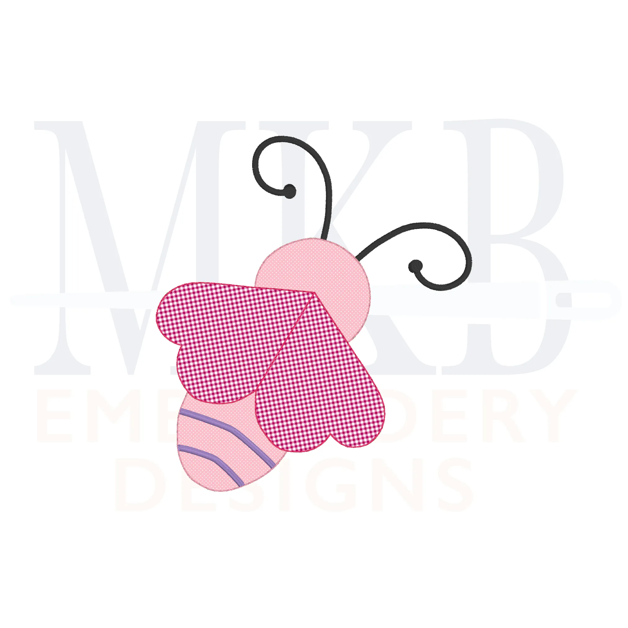 Love Bug Bean Stitch Applique Embroidery Design, Cute Bee with Heart Wings