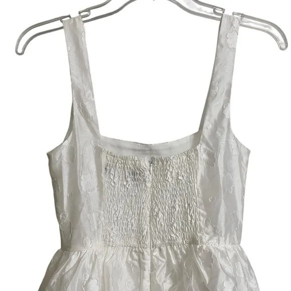 Lulus White Floral Burnout Bustier Tiered Midi Dress Size XS Fairy Coquette NWOT