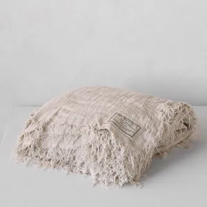 Luxury Linen Bedspread | Light Sand