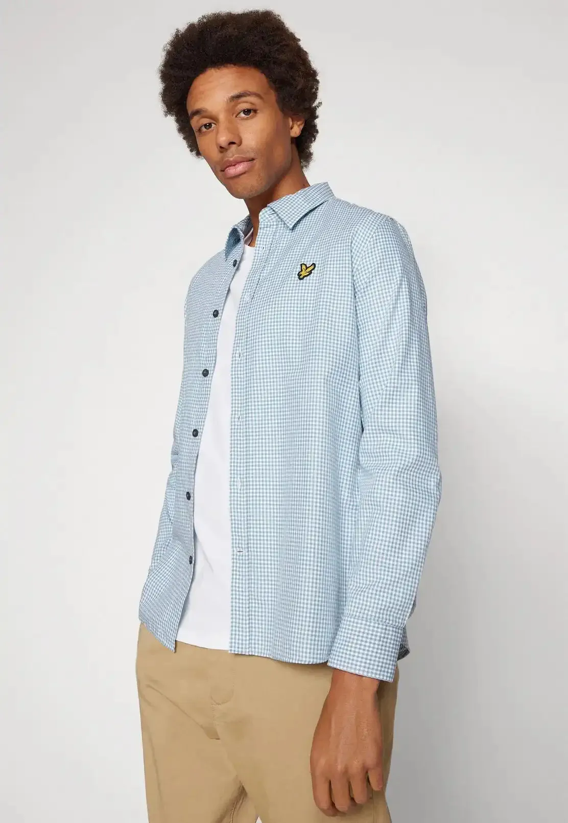 Lyle & Scott Mens Shepherd Gingham Check Shirt Slate Blue/White