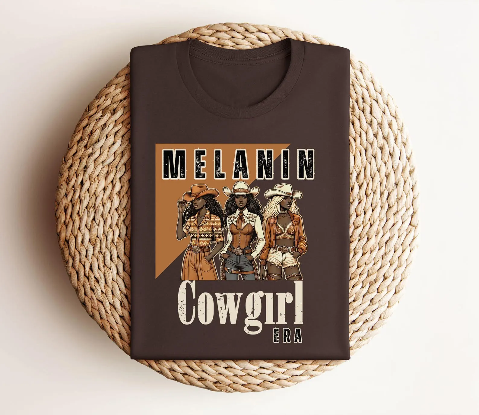 Melanin Cowgirl Era Crew Neck Short Sleeve Cotton T-shirt