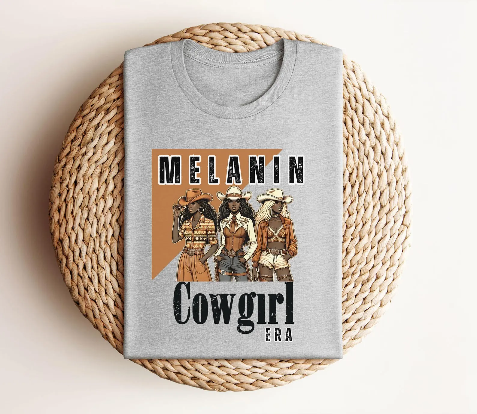 Melanin Cowgirl Era Crew Neck Short Sleeve Cotton T-shirt