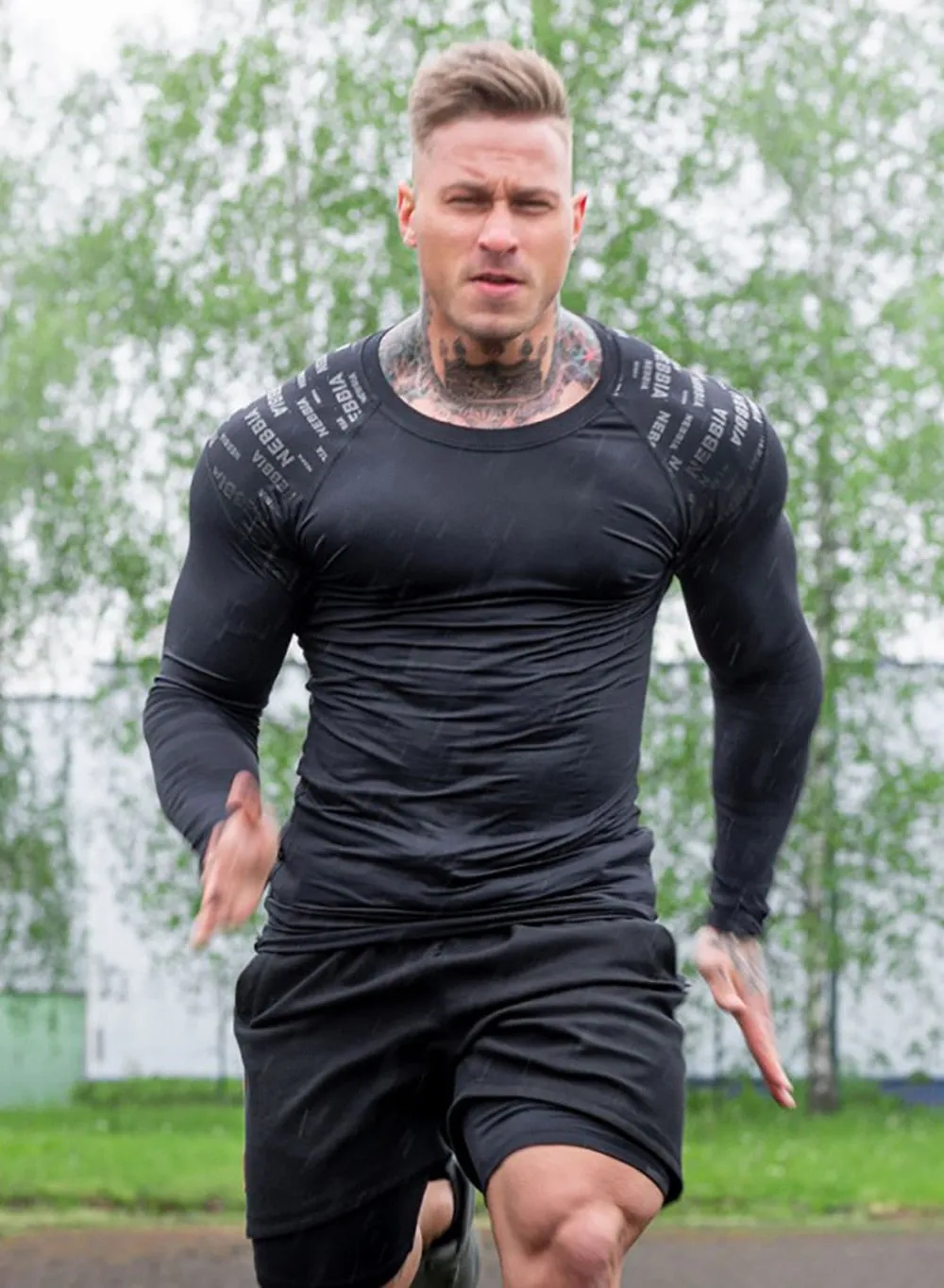Men Skinny Long Sleeves Fitness Bodybuilding Elasticity Compression Quick dry Tees