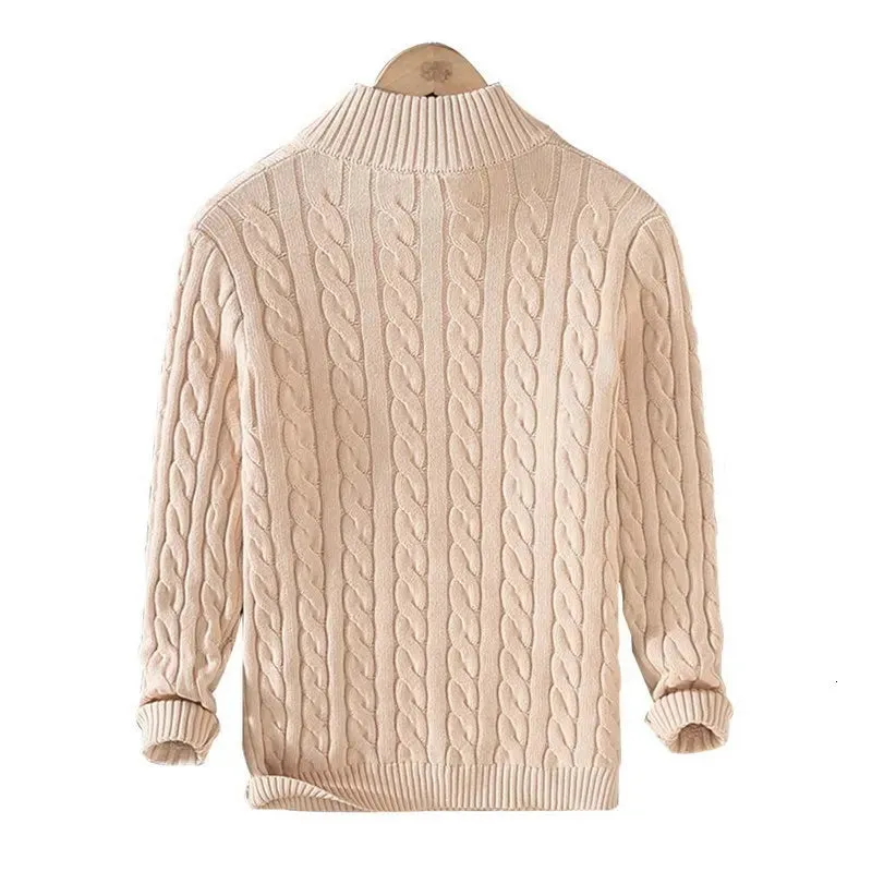 Men's Autumn Winter Brand 100%cotton Pullovers Sweaters Men's Casual Stand-up Collar Half-zip Knitted Coat Fit 8509 230922