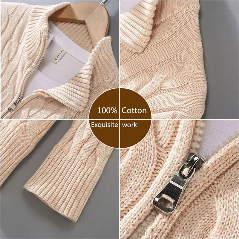 Men's Autumn Winter Brand 100%cotton Pullovers Sweaters Men's Casual Stand-up Collar Half-zip Knitted Coat Fit 8509 230922