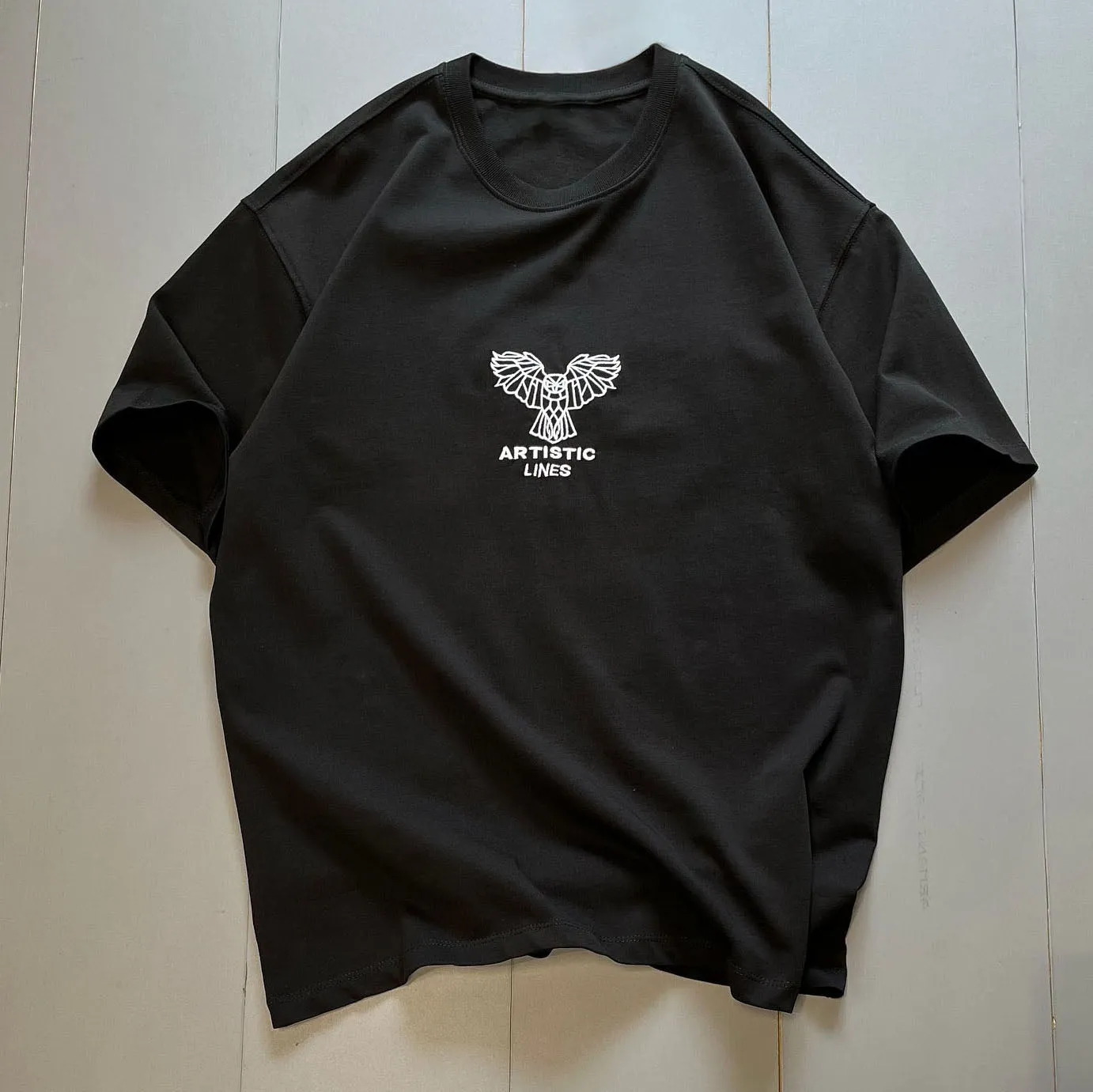 Men's black embroidered bank Dove cotton T-shirt