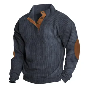 Mens Casual Hoodie Vintage Loose Sweatshirt Comfortable Pullovers Buckle Stand Collar Long Sleeve Hoodies Men'S Sudaderas