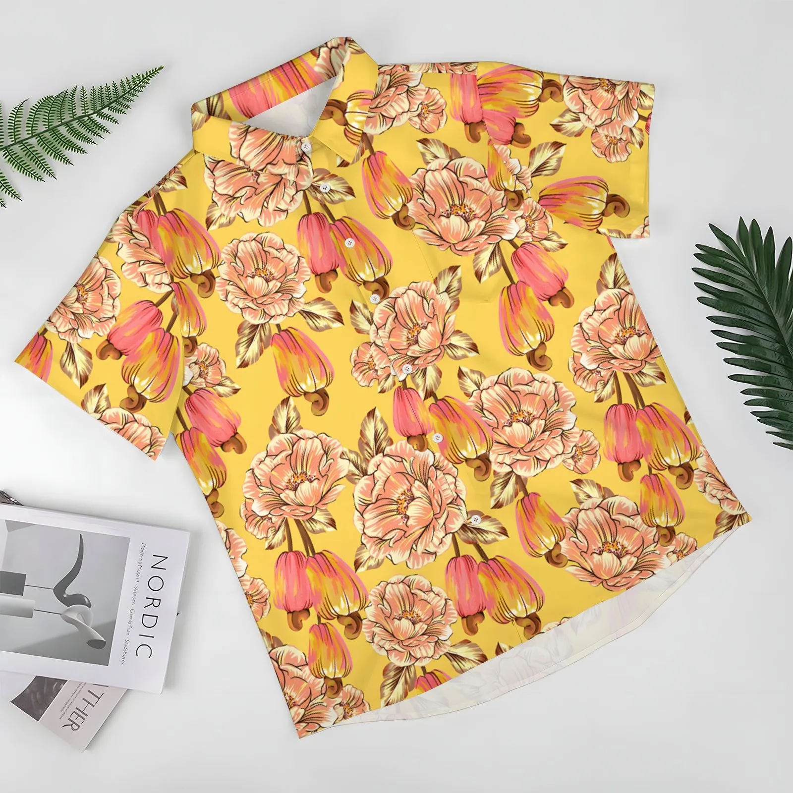 Men's Flower Print Casual Short Sleeve Shirt 2404000059