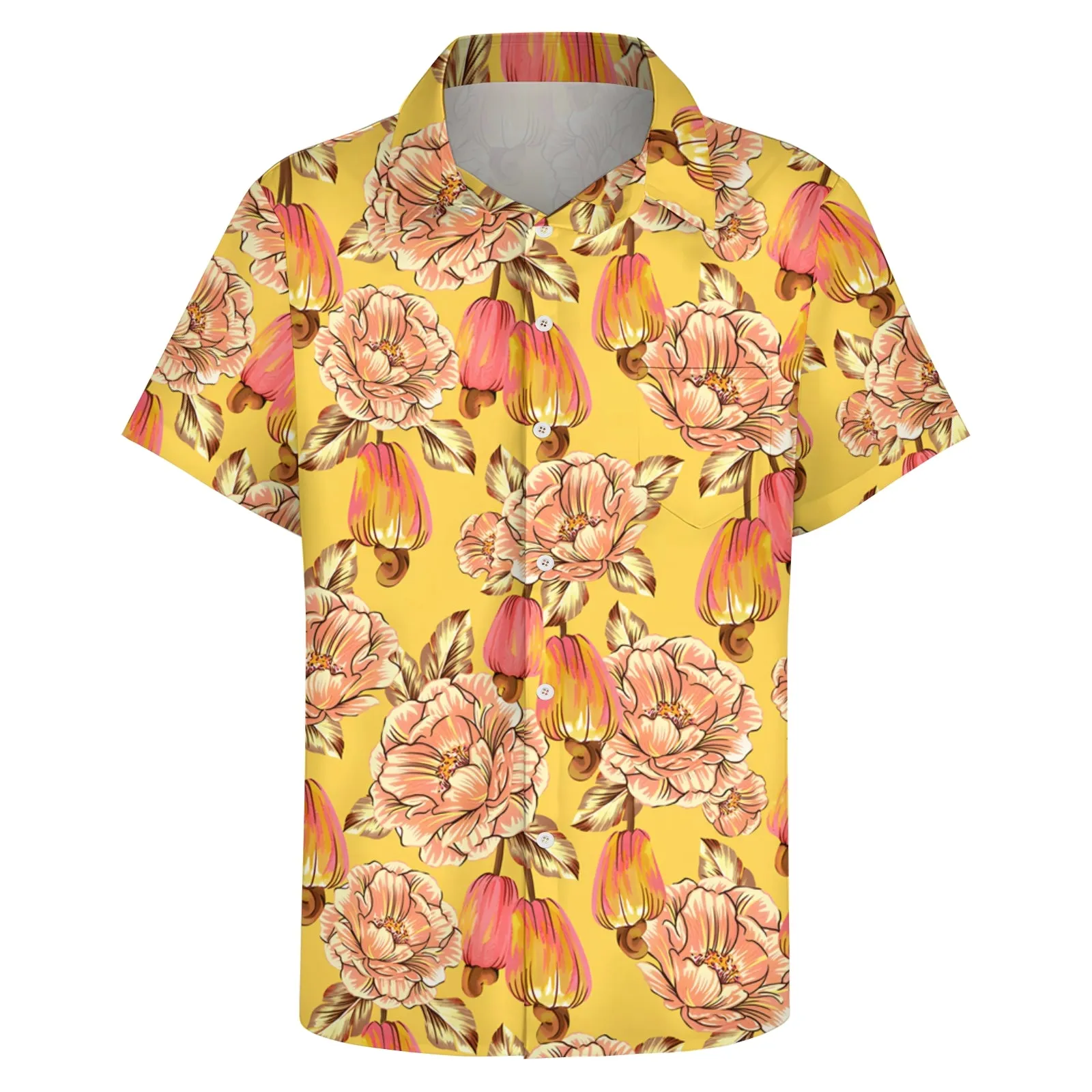 Men's Flower Print Casual Short Sleeve Shirt 2404000059