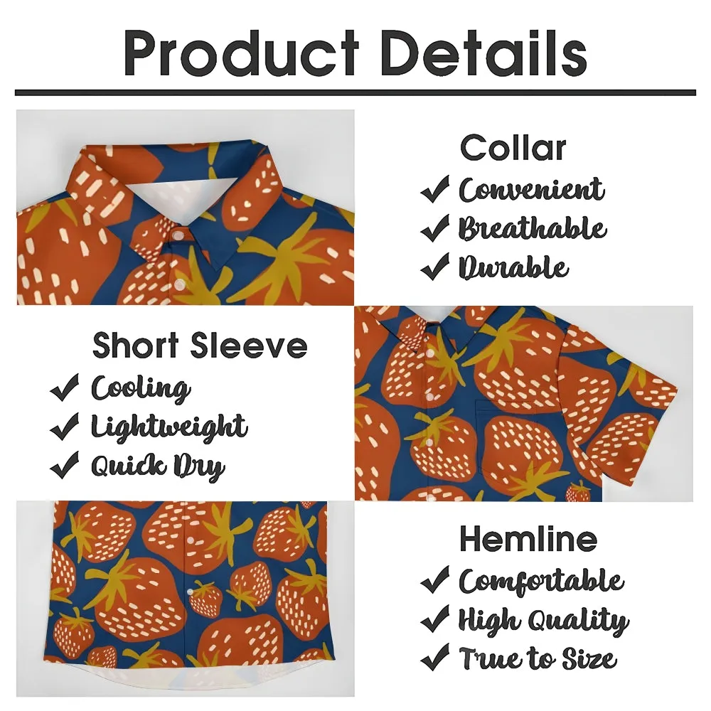 Men's Hawaiian Strawberry Casual Short Sleeve Shirt 2401000345