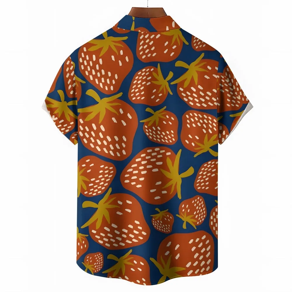Men's Hawaiian Strawberry Casual Short Sleeve Shirt 2401000345