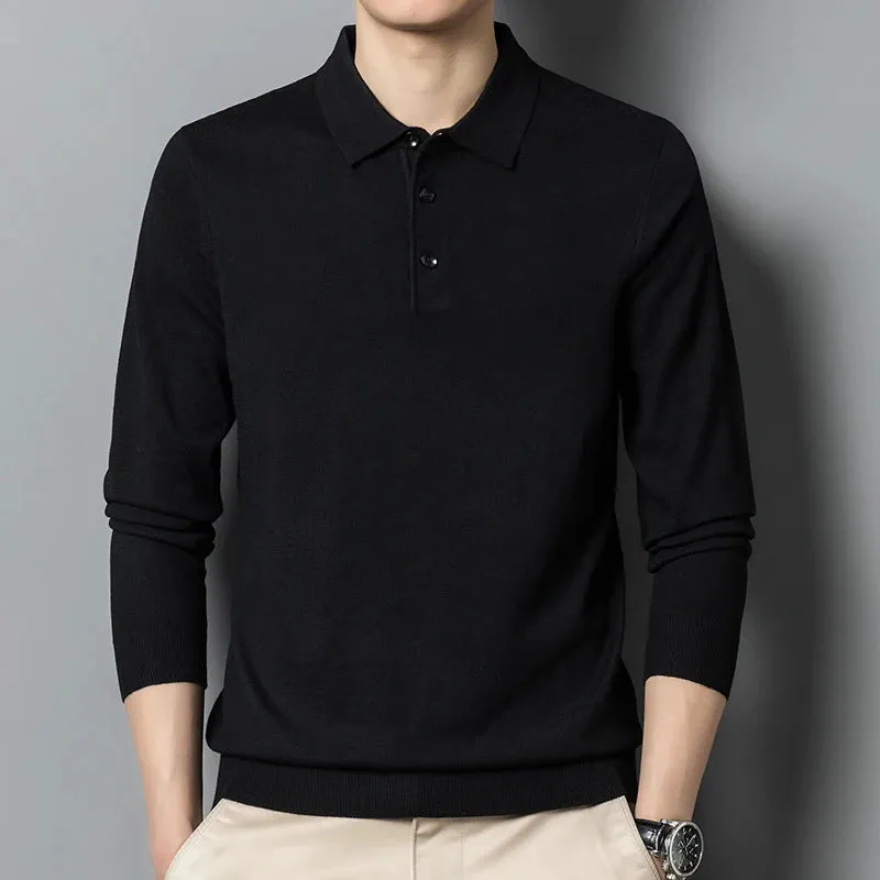 Men's Solid Color Long-Sleeve Wool sweater