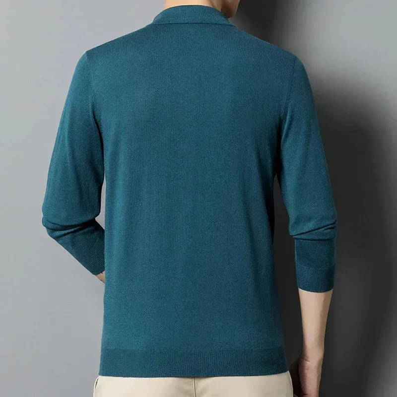 Men's Solid Color Long-Sleeve Wool sweater