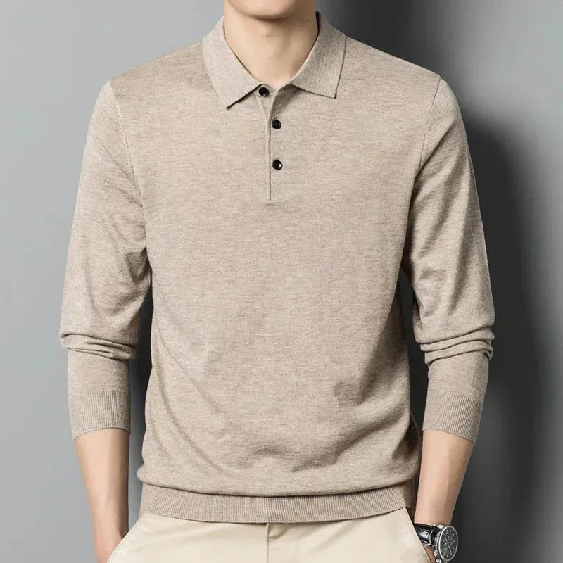 Men's Solid Color Long-Sleeve Wool sweater