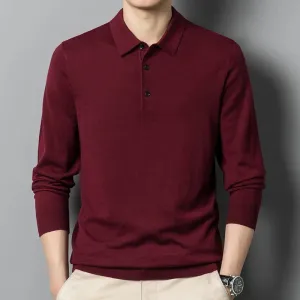 Men's Solid Color Long-Sleeve Wool sweater