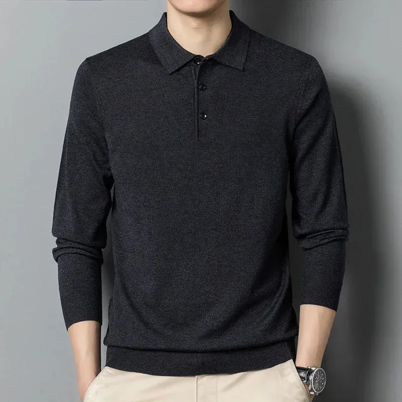 Men's Solid Color Long-Sleeve Wool sweater