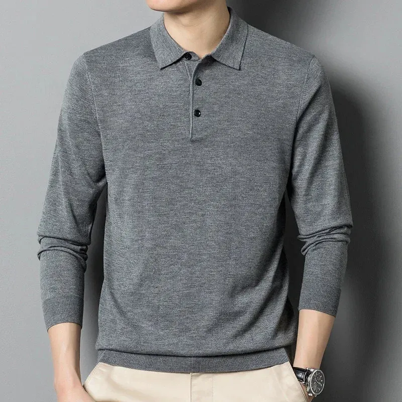 Men's Solid Color Long-Sleeve Wool sweater