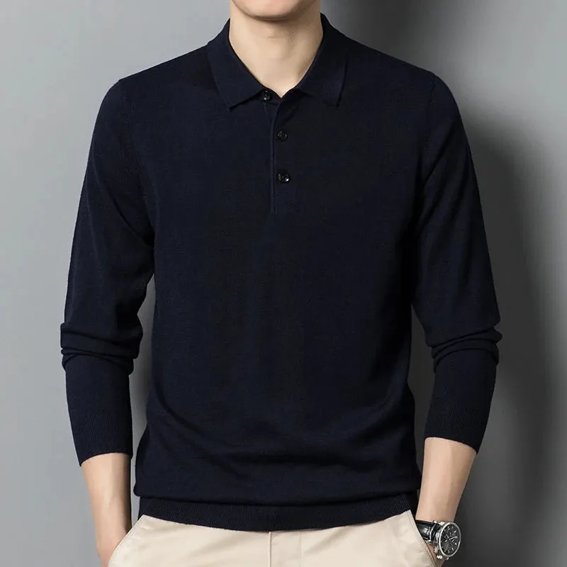 Men's Solid Color Long-Sleeve Wool sweater