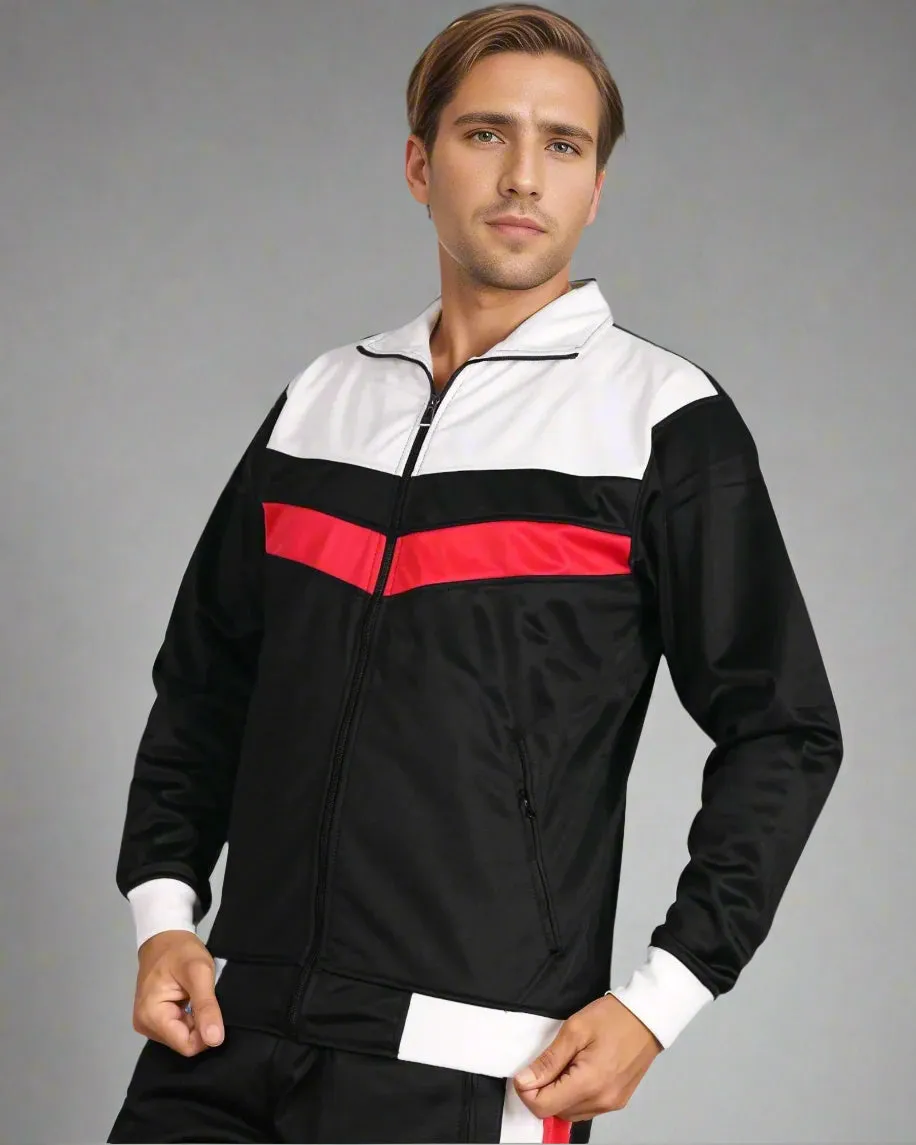 Men's Tracksuit Warm-Up 2-piece Retro Style Track Jacket & Pants Matching Set