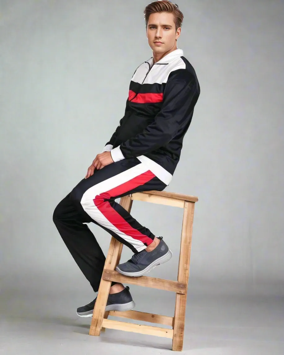 Men's Tracksuit Warm-Up 2-piece Retro Style Track Jacket & Pants Matching Set