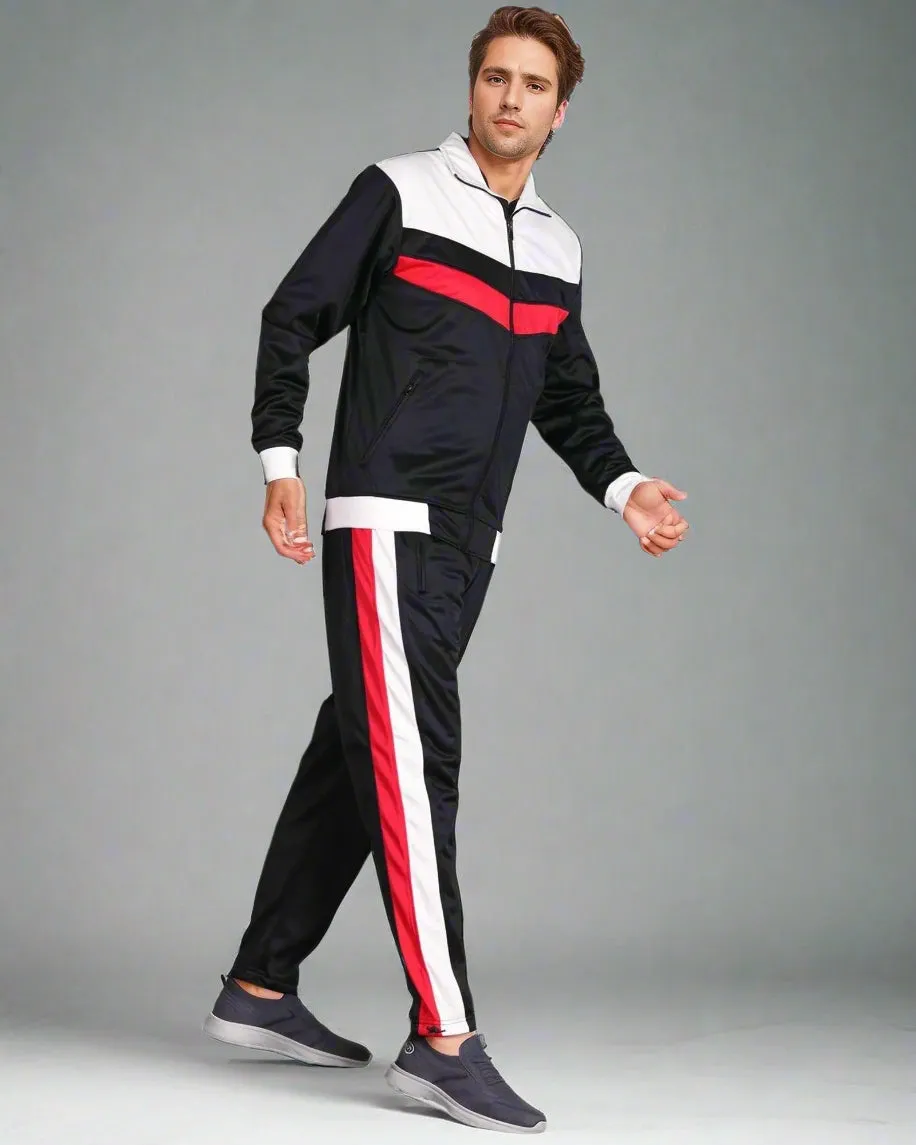 Men's Tracksuit Warm-Up 2-piece Retro Style Track Jacket & Pants Matching Set