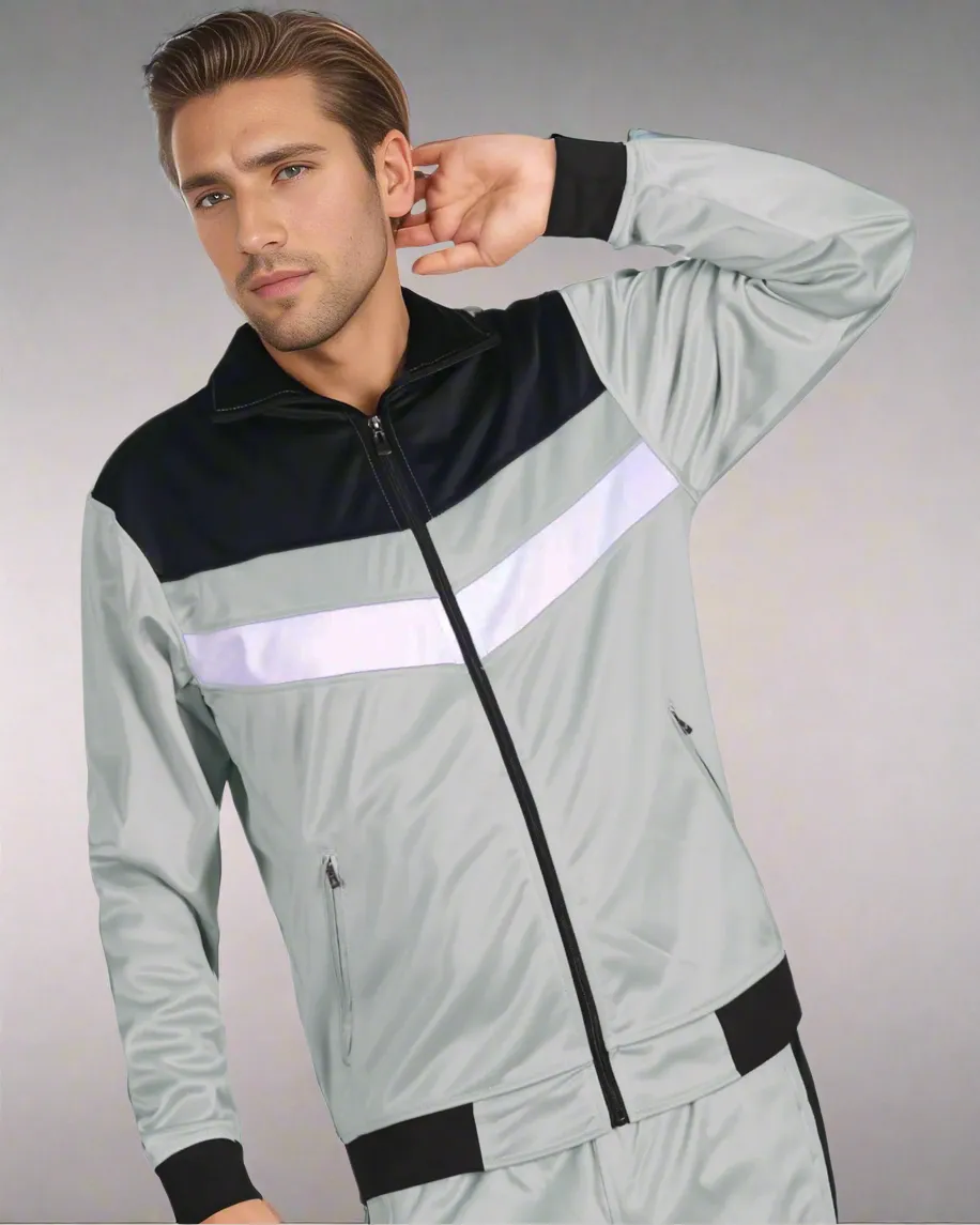 Men's Tracksuit Warm-Up 2-piece Retro Style Track Jacket & Pants Matching Set