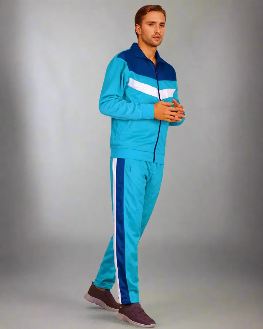 Men's Tracksuit Warm-Up 2-piece Retro Style Track Jacket & Pants Matching Set