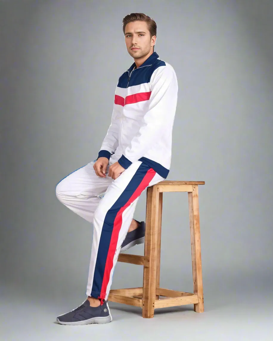 Men's Tracksuit Warm-Up 2-piece Retro Style Track Jacket & Pants Matching Set