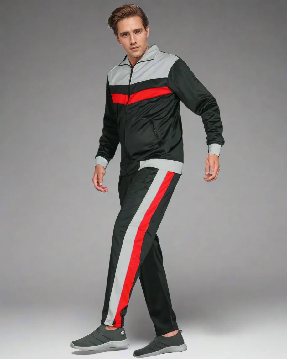 Men's Tracksuit Warm-Up 2-piece Retro Style Track Jacket & Pants Matching Set