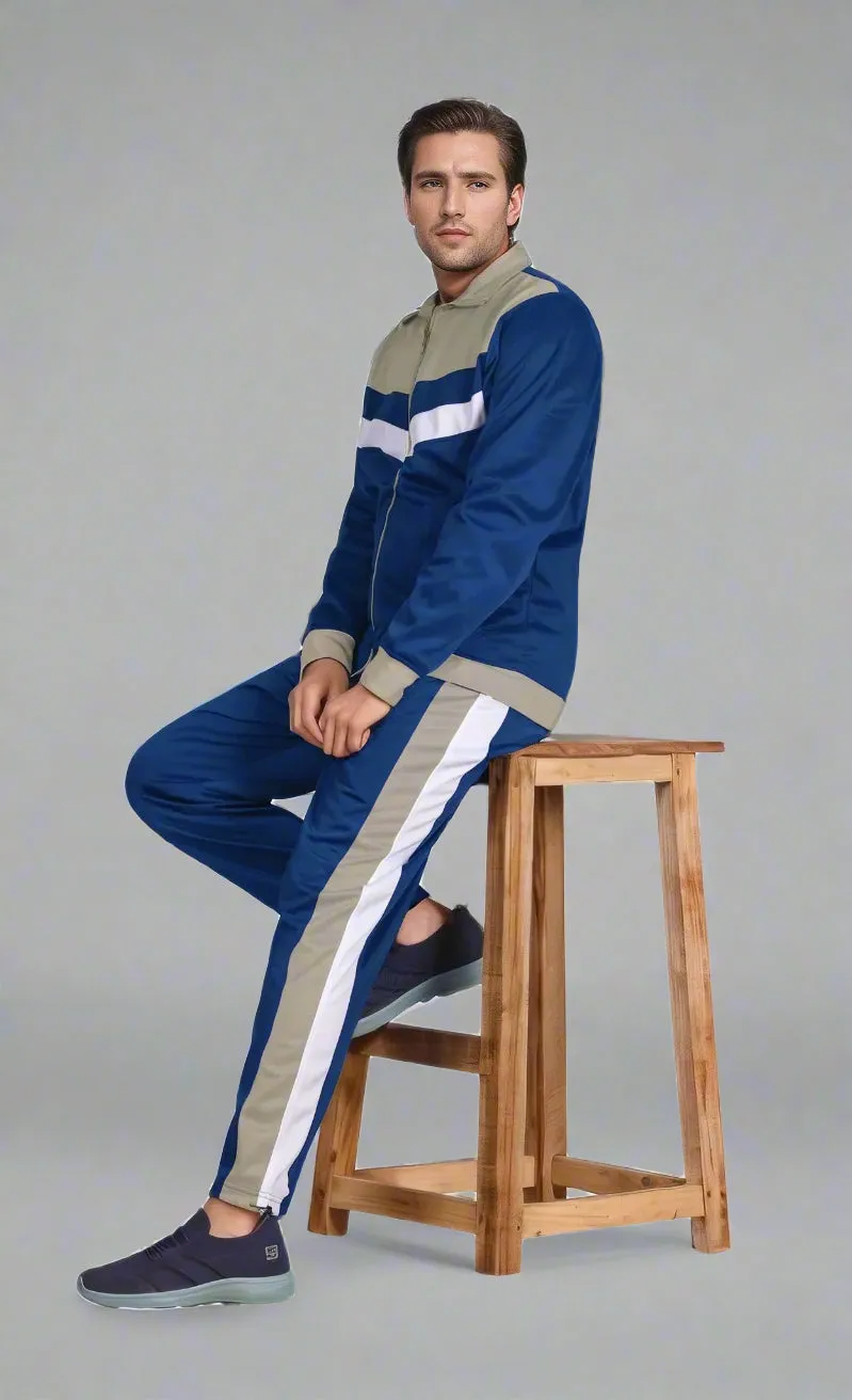 Men's Tracksuit Warm-Up 2-piece Retro Style Track Jacket & Pants Matching Set