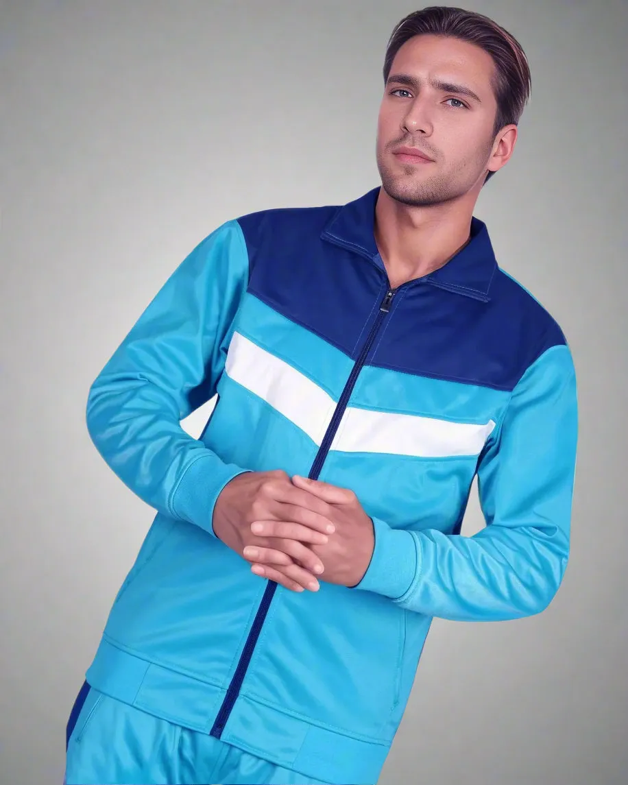Men's Tracksuit Warm-Up 2-piece Retro Style Track Jacket & Pants Matching Set