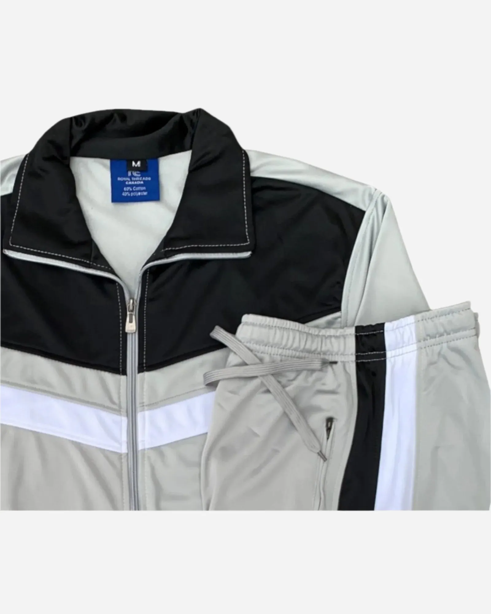 Men's Tracksuit Warm-Up 2-piece Retro Style Track Jacket & Pants Matching Set