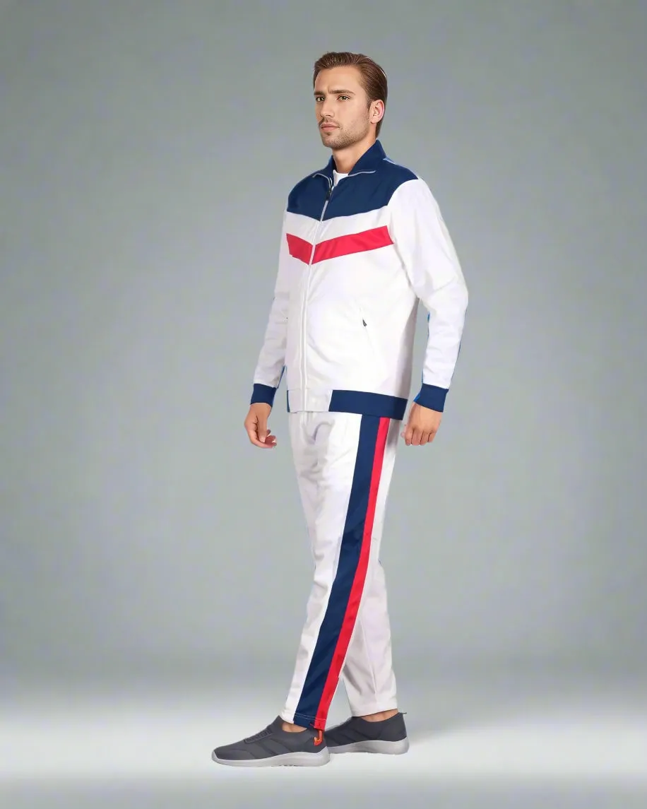 Men's Tracksuit Warm-Up 2-piece Retro Style Track Jacket & Pants Matching Set