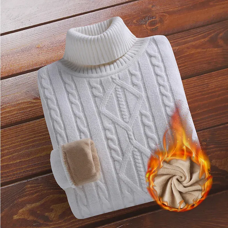 Men's Velvet Thickened Sweater Men's Winter Turtleneck Base Shirt Thick Knitted Shirt Warm Men's Inner Clothes