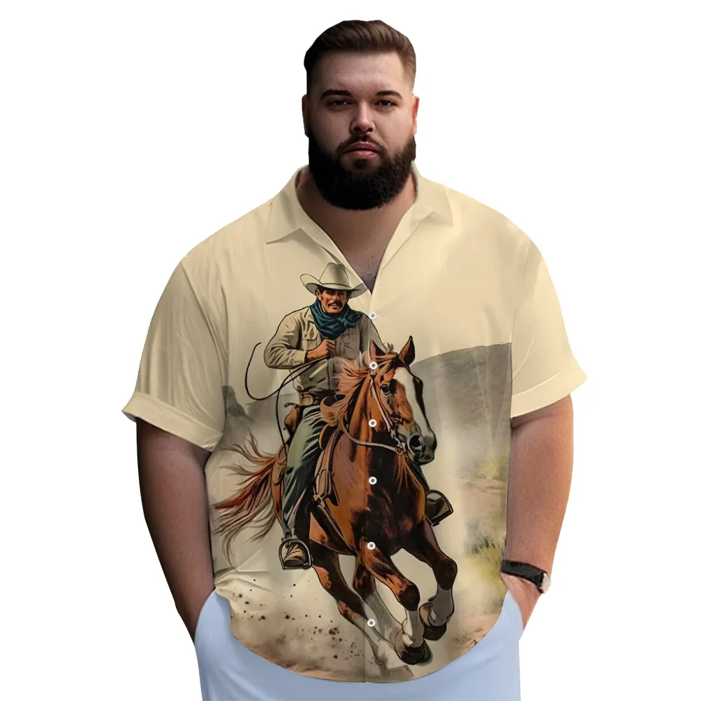 Men's Western Cowboy Anime Print Short Sleeve Shirt 2409000912