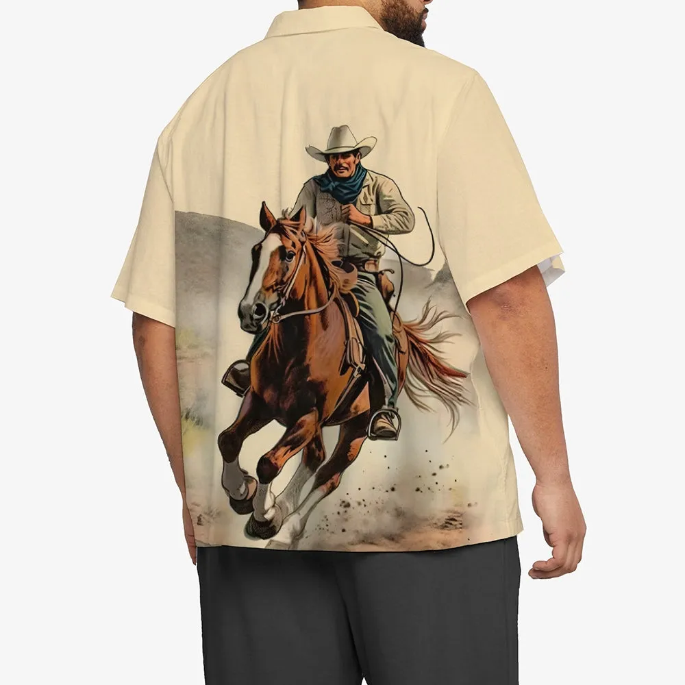 Men's Western Cowboy Anime Print Short Sleeve Shirt 2409000912