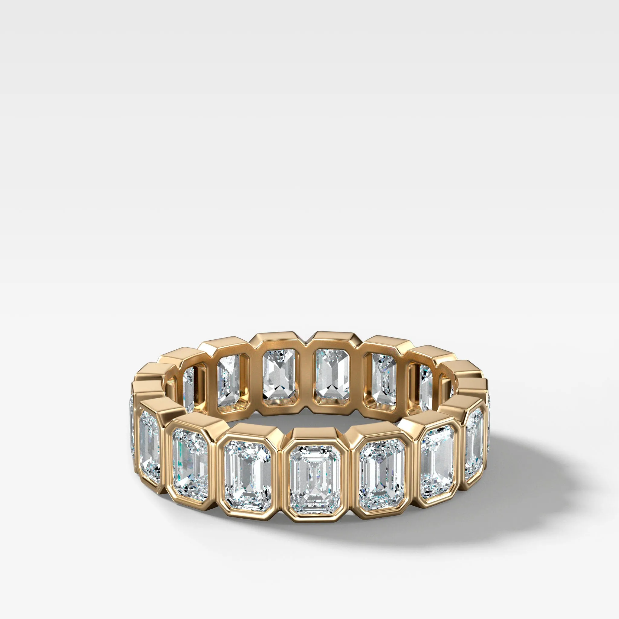 Midi Bezel Set Eternity Band With Emerald Cuts