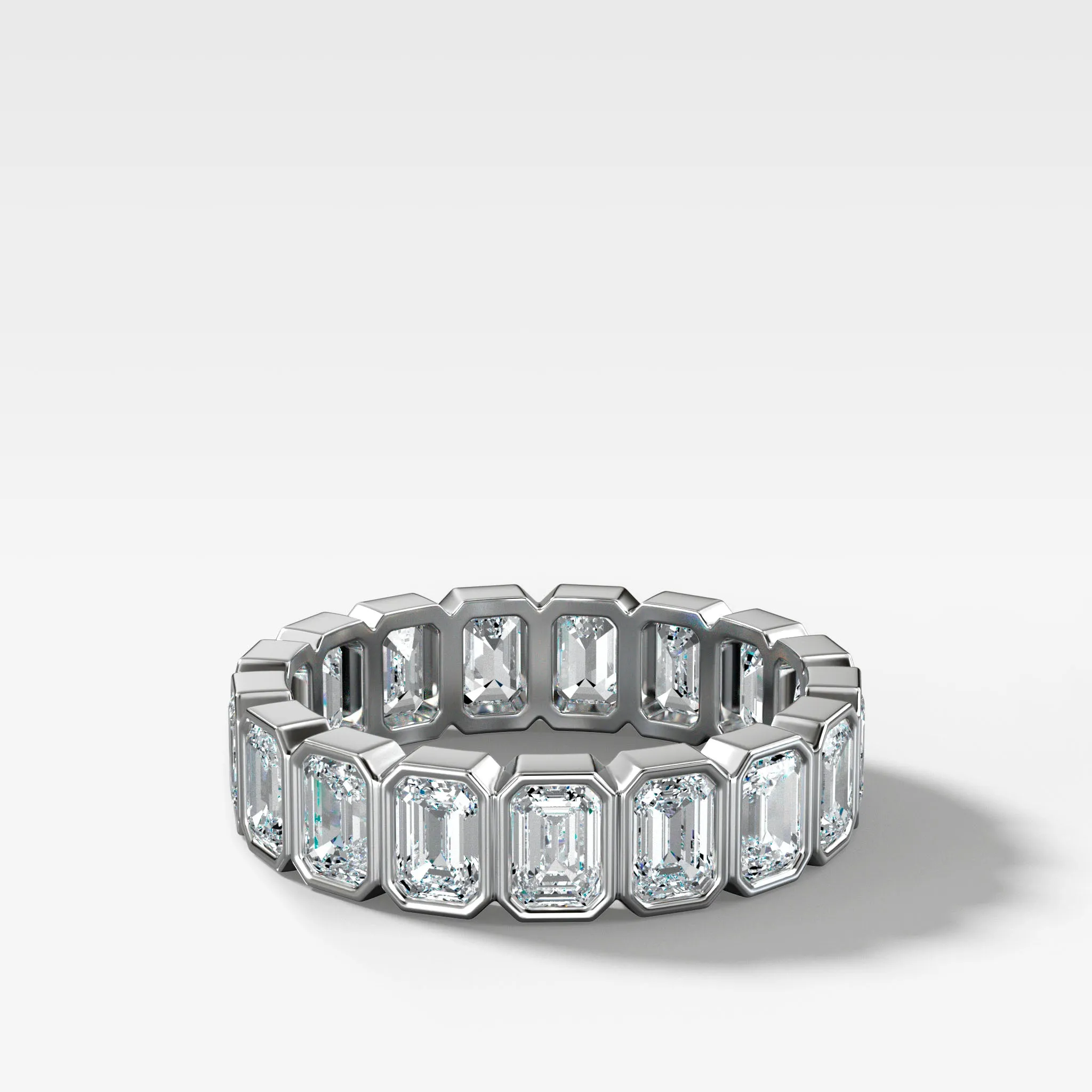 Midi Bezel Set Eternity Band With Emerald Cuts