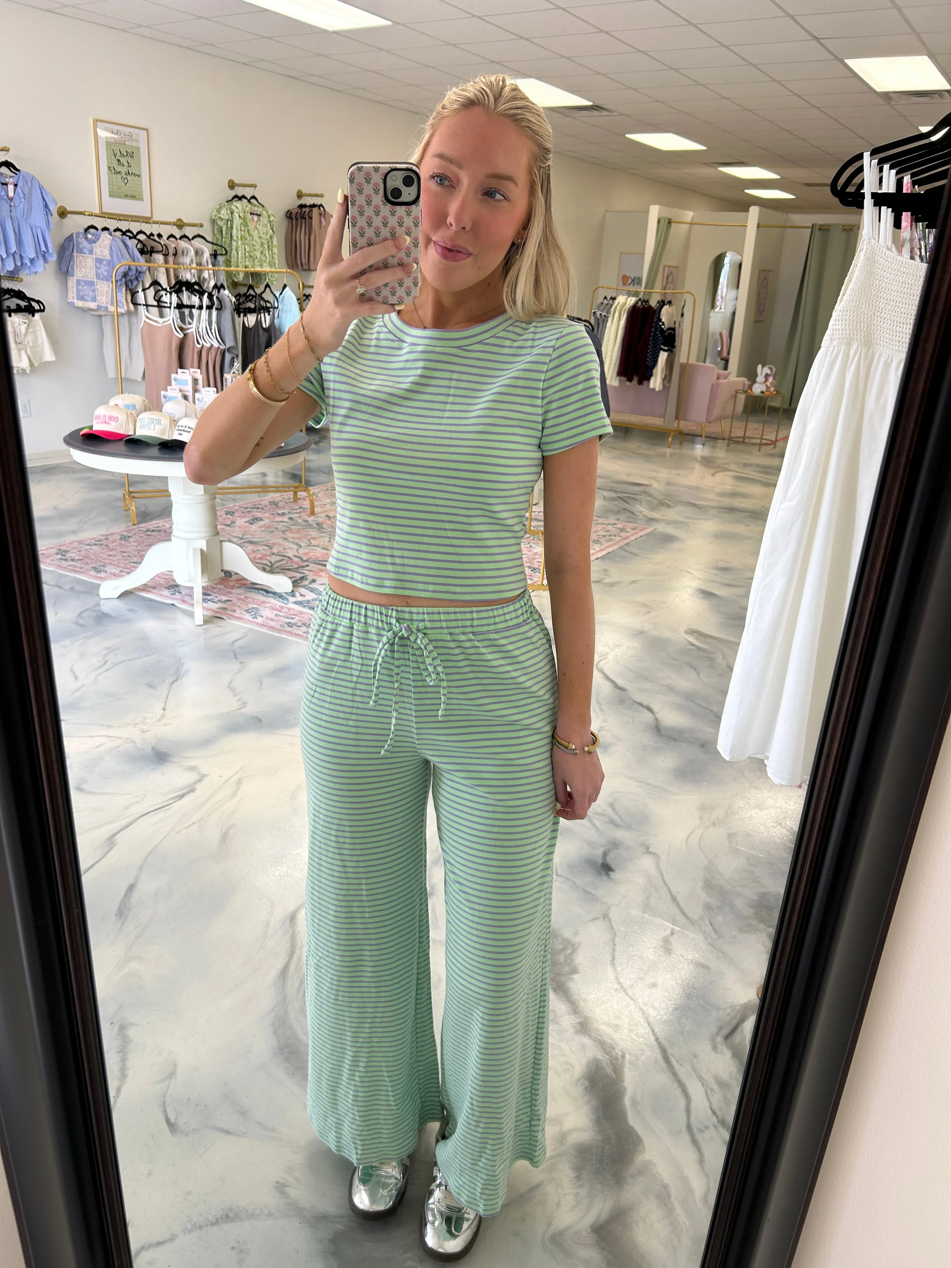 Mint Striped Lounge Set