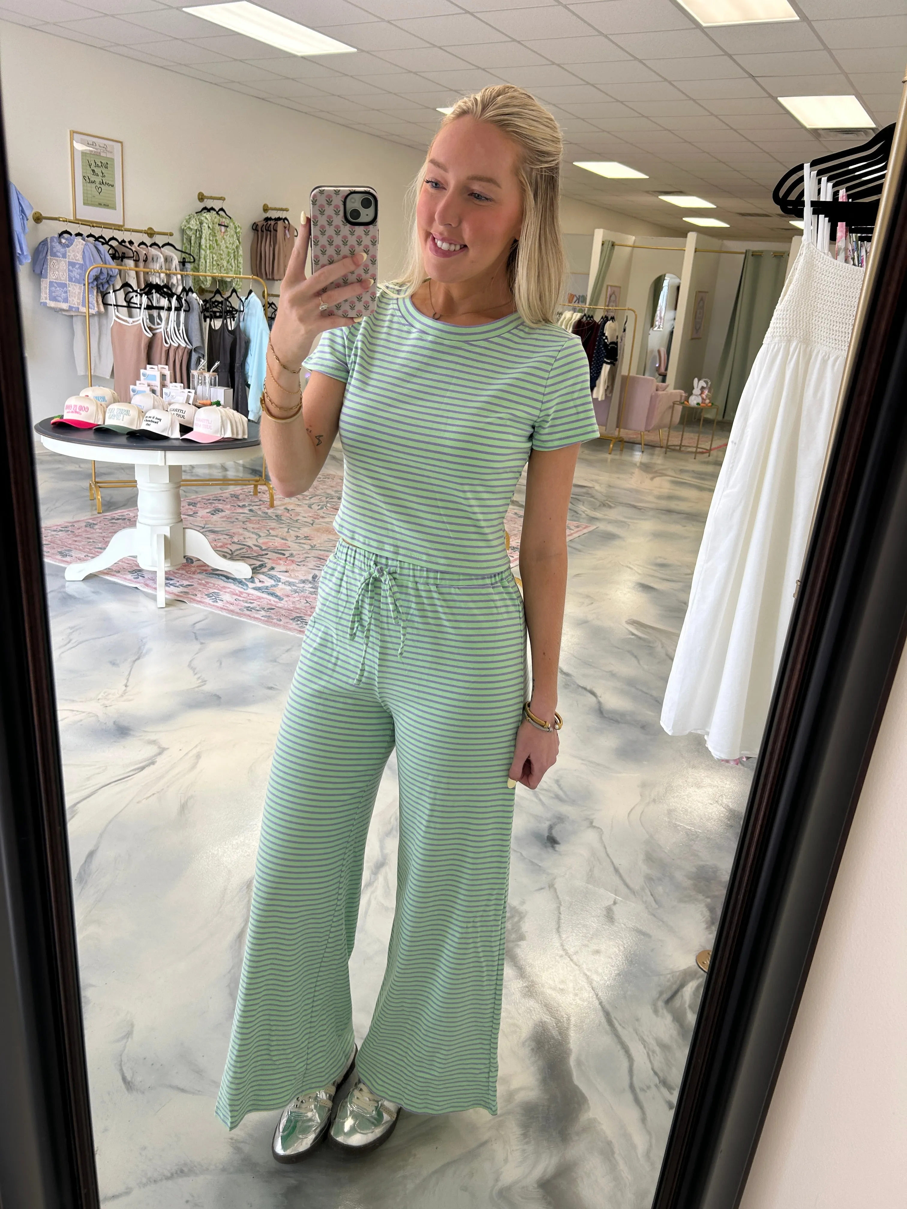 Mint Striped Lounge Set